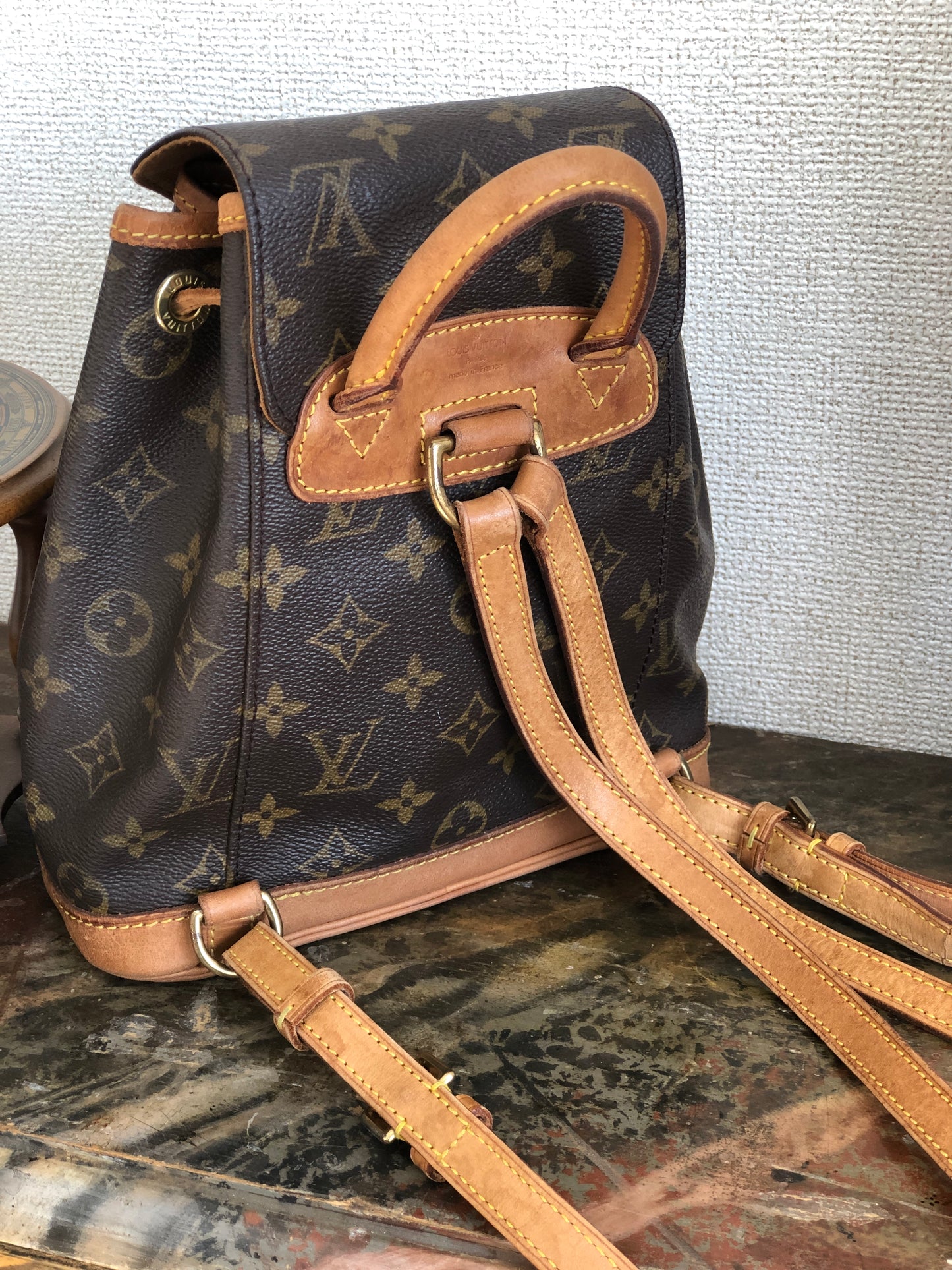 LOUIS VUITTON Monogram Montsouris M51137 Backpack Brown Vintage Old ncci75