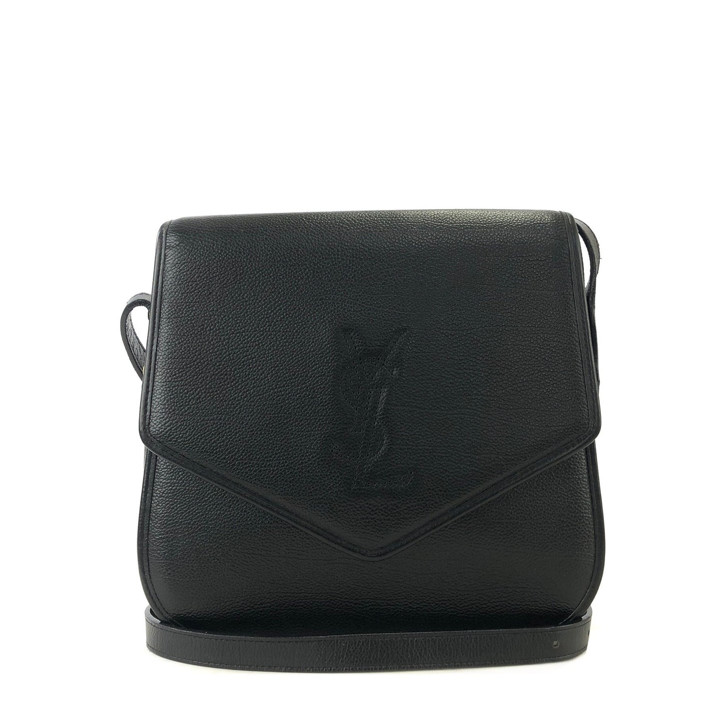 Yves Saint Laurent YSL logo Cassandra Crossbody Shoulder bag Black Vintage Old v67ssu