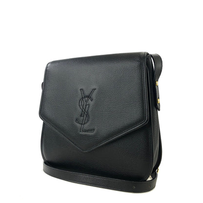 Yves Saint Laurent YSL logo Cassandra Crossbody Shoulder bag Black Vintage Old v67ssu