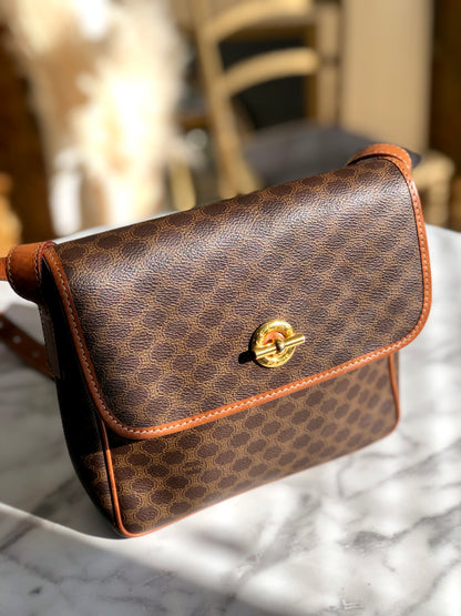 CELINE Macadam  Mantel Crossbody Shoulder bag Brown Vintage Old Celine j48ami