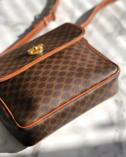 CELINE Macadam  Mantel Crossbody Shoulder bag Brown Vintage Old Celine j48ami