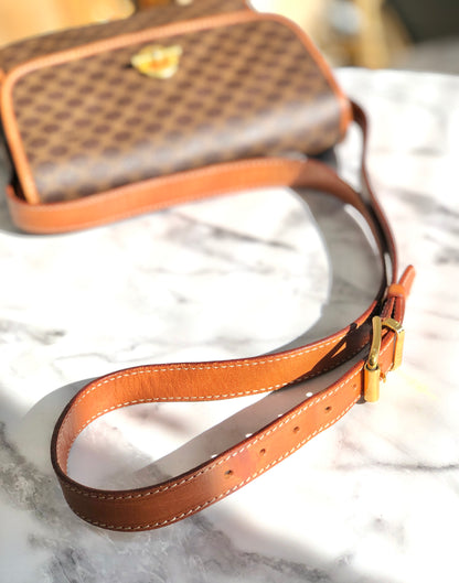 CELINE Macadam  Mantel Crossbody Shoulder bag Brown Vintage Old Celine j48ami