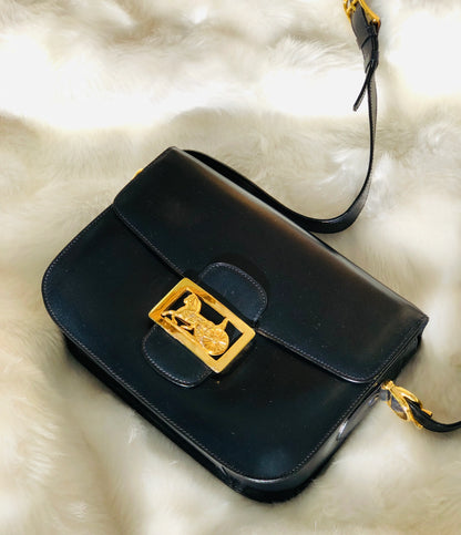 CELINE 馬車皮革斜背包海軍藍復古舊款 celine vytmef