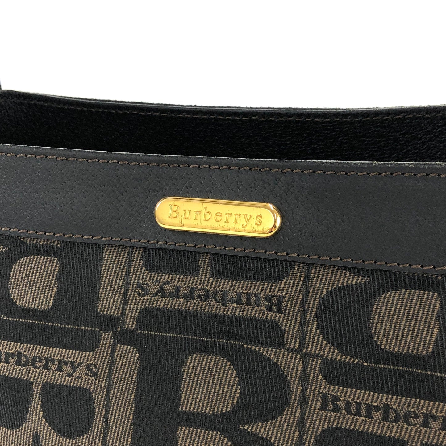 Burberrys Logo Patterned Jacquard Shoulder Bag Brown Vintage Old i8tw8c