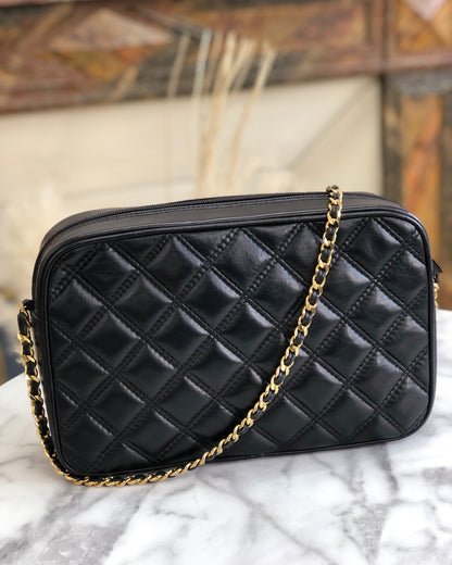 GIVENCHY 標誌絎縫皮革鏈單肩包 黑色 復古 舊款 aw5cyu