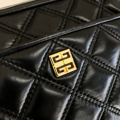GIVENCHY 標誌絎縫皮革鏈單肩包 黑色 復古 舊款 aw5cyu