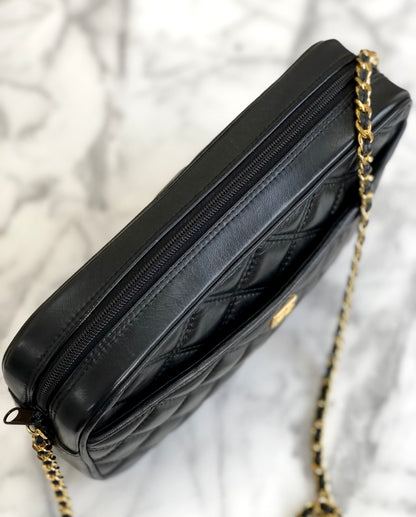 GIVENCHY 標誌絎縫皮革鏈單肩包 黑色 復古 舊款 aw5cyu