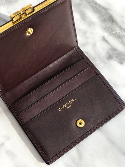 GIVENCHY 標誌扣緊湊型皮夾 棕色 復古 舊款 gk648r
