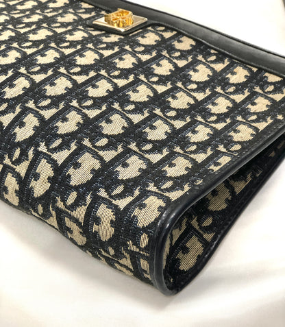 Christian Dior Logo Trotter Oblique Jacquard Shoulder bag Navy Vintage Old 3u4mfp
