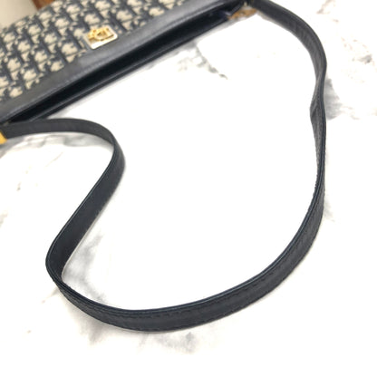 Christian Dior Logo Trotter Oblique Jacquard Shoulder bag Navy Vintage Old 3u4mfp