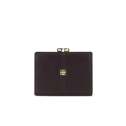 GIVENCHY 標誌扣緊湊型皮夾 棕色 復古 舊款 gk648r