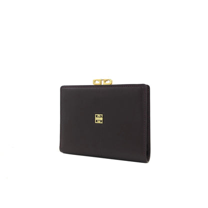 GIVENCHY 標誌扣緊湊型皮夾 棕色 復古 舊款 gk648r