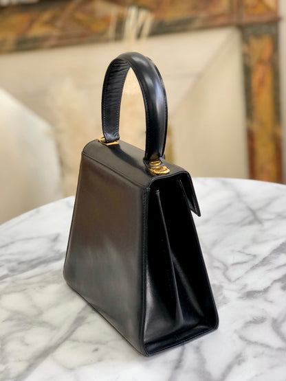 Salvatore Ferragamo Gancini Crossbody Handbag Shoulderbag Black Vintage Old wufary