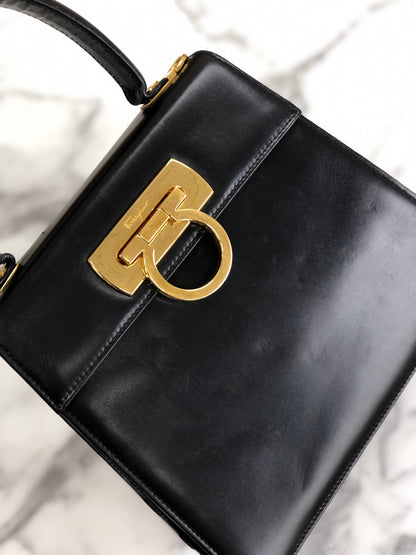 Salvatore Ferragamo Gancini Crossbody Handbag Shoulderbag Black Vintage Old wufary