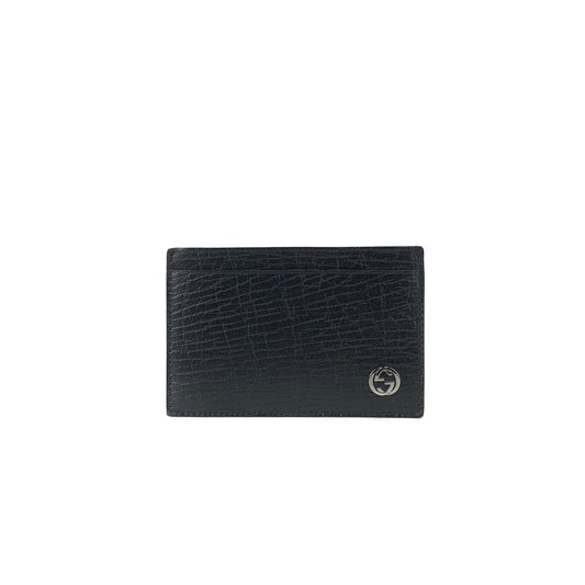 GUCCI Interlocking Embossed leather Card case Black Vintage Old Gucci n5izpx