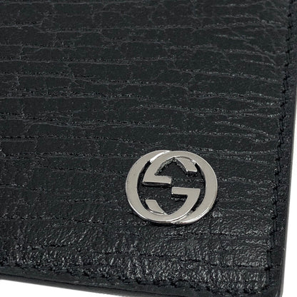 GUCCI Interlocking Embossed leather Card case Black Vintage Old Gucci n5izpx