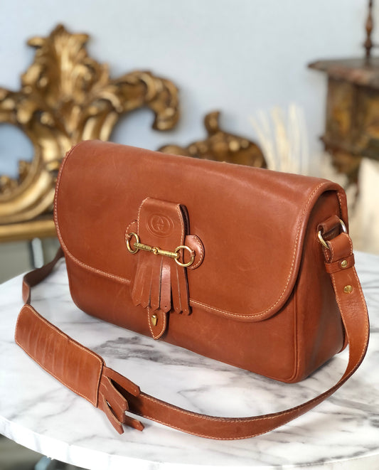 GUCCI Horsebit Fringe Shoulder bag Brown Vintage Old Gucci ymzvsc