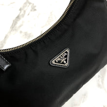 Load image into Gallery viewer, PRADA Triangle logo Nylon Hobobag Handbag Black Vintage Old gkvrkv
