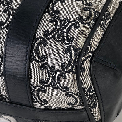 CELINE Triomphe pattern Jacquard Mini boston bag Handbag Black Vintage Old Celine 8egcyx