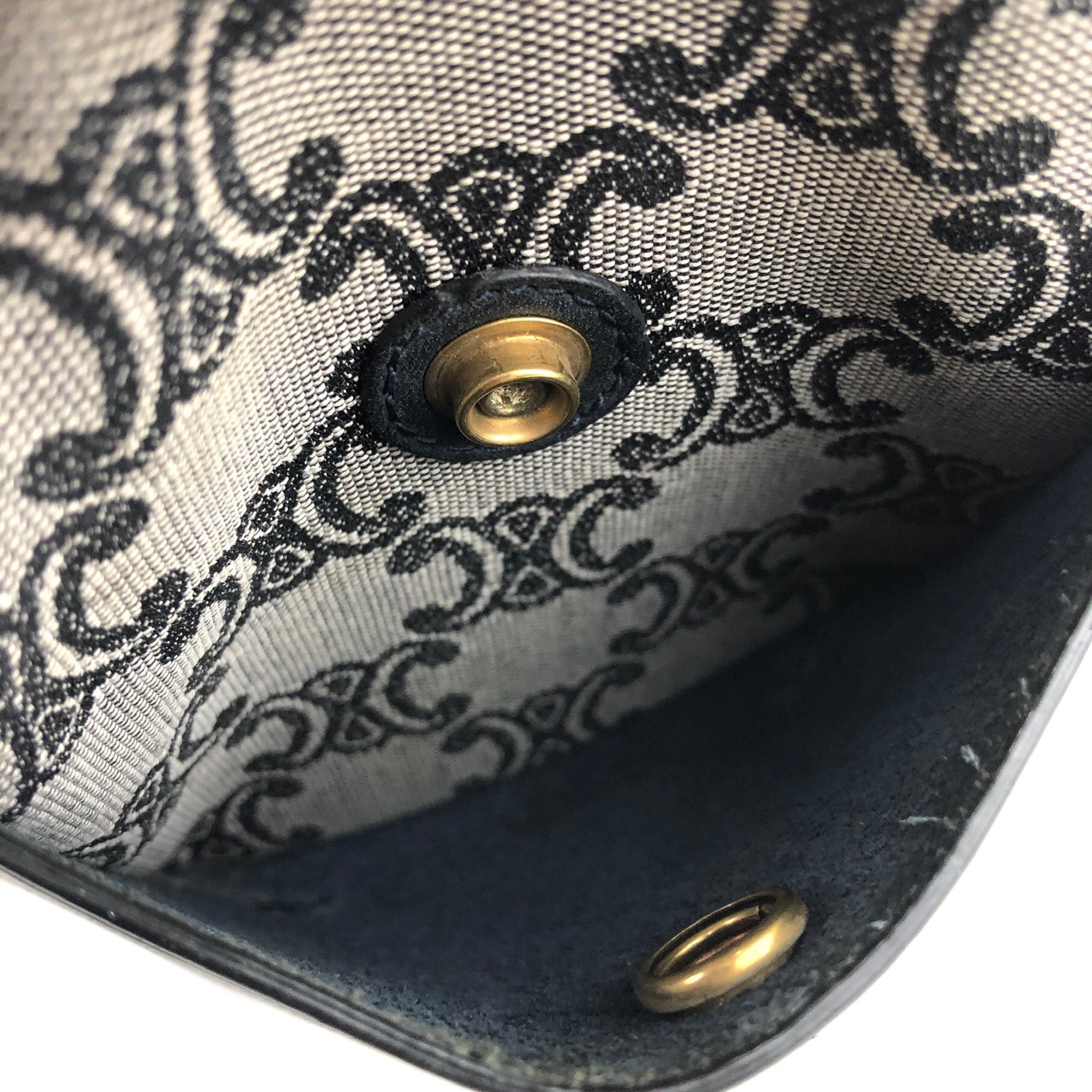 CELINE Triomphe pattern Jacquard Mini boston bag Handbag Black Vintage –  VintageShop solo