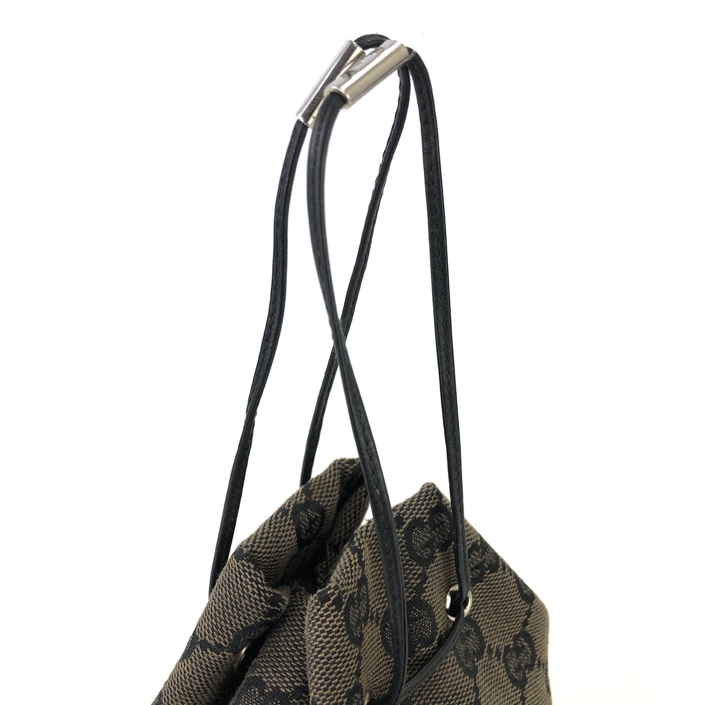 GUCCI GG canvas Drawstring Mini Handbag Pouch Black Vintage Old Gucci cxne44