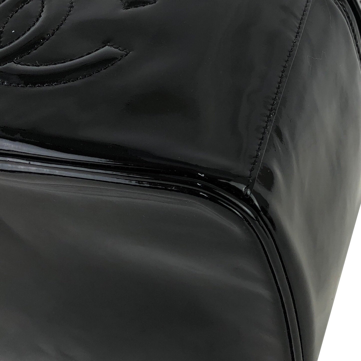 CHANEL Coco mark Patent leather Vanity bag Shoulder Bag Black Vintage Old kfbdgc