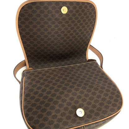 CELINE Macadam Flap Crossbody Shoulder bag Brown Vintage Old CELINE f873rk