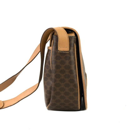 CELINE Macadam Flap Crossbody Shoulder bag Brown Vintage Old CELINE f873rk