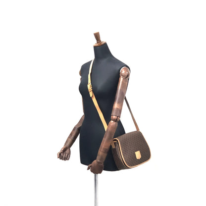 CELINE Macadam Flap Crossbody Shoulder bag Brown Vintage Old CELINE f873rk