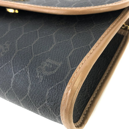 Christian Dior Logo Honeycomb Pattern Chain Crossbody Shoulderbag Black Vintage Old gnsnwg