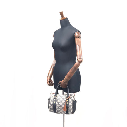 CELINE Triomphe pattern Jacquard Mini boston bag Handbag Black Vintage Old Celine 8egcyx