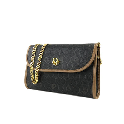 Christian Dior Logo Honeycomb Pattern Chain Crossbody Shoulderbag Black Vintage Old gnsnwg