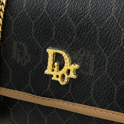 Christian Dior Logo Honeycomb Pattern Chain Crossbody Shoulderbag Black Vintage Old gnsnwg