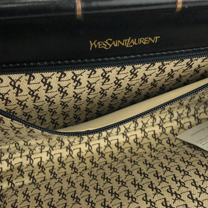 Yves Saint Laurent YSL logo Chevron Clutch bag Black Vintage Old uak8jj