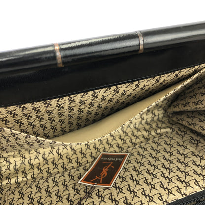 Yves Saint Laurent YSL logo Chevron Clutch bag Black Vintage Old uak8jj