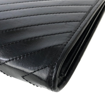 Yves Saint Laurent YSL logo Chevron Clutch bag Black Vintage Old uak8jj