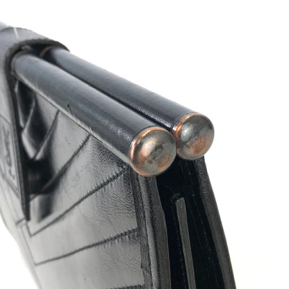 Yves Saint Laurent YSL logo Chevron Clutch bag Black Vintage Old uak8jj