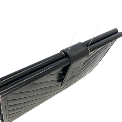 Yves Saint Laurent YSL logo Chevron Clutch bag Black Vintage Old uak8jj