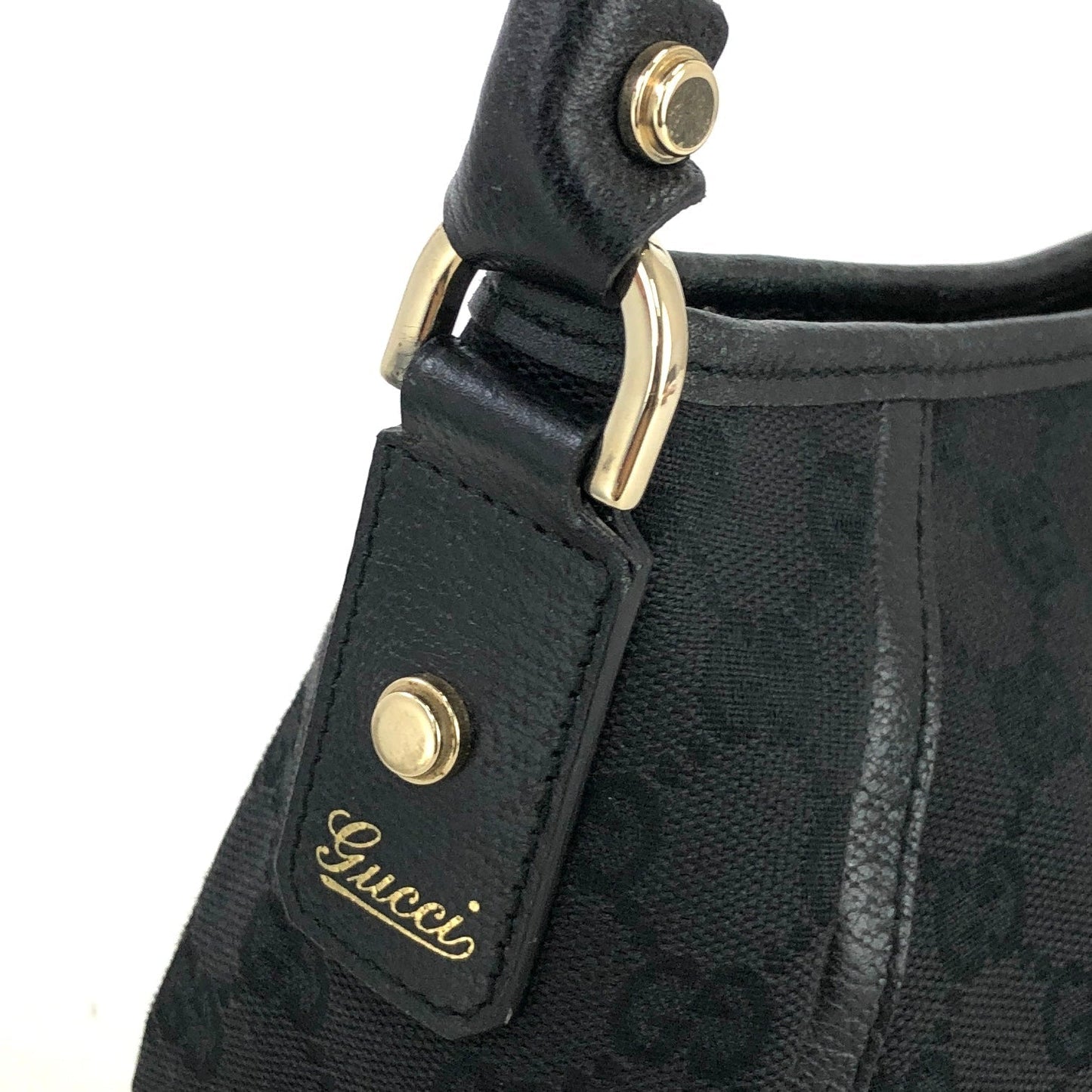 GUCCI GG canvas Horsebit Hobo bag Handbag Black Vintage Old Gucci tfaubm