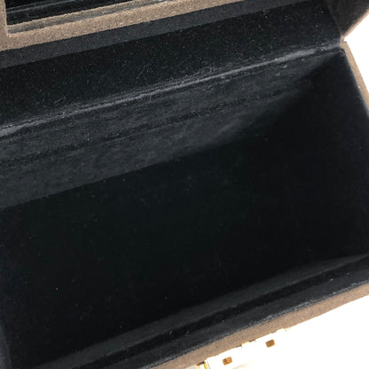 Yves Saint Laurent Logo embossed Suede Vanity bag Handbag Brown Vintage Old YSL vhfxdu