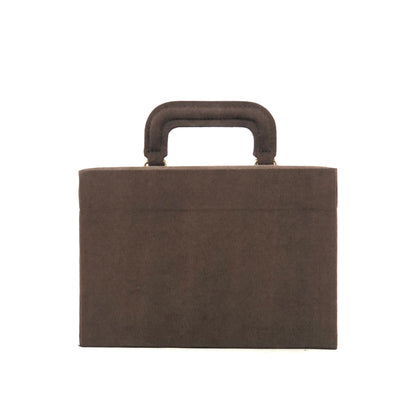 Yves Saint Laurent Logo embossed Suede Vanity bag Handbag Brown Vintage Old YSL vhfxdu