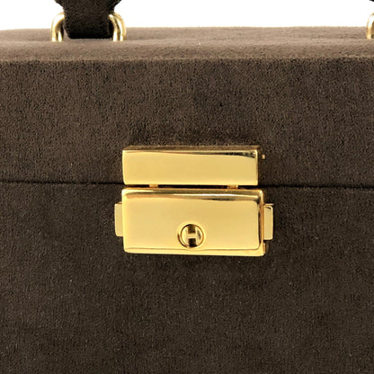 Yves Saint Laurent Logo embossed Suede Vanity bag Handbag Brown Vintage Old YSL vhfxdu