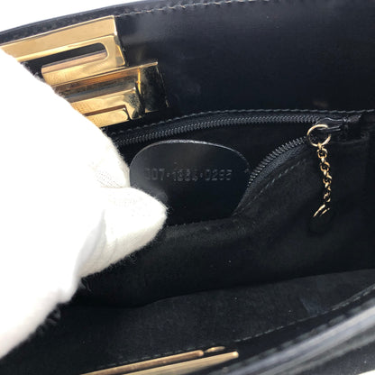 GUCCI G Logo Suede Handbag Black Vintage Old Gucci f5nzjx