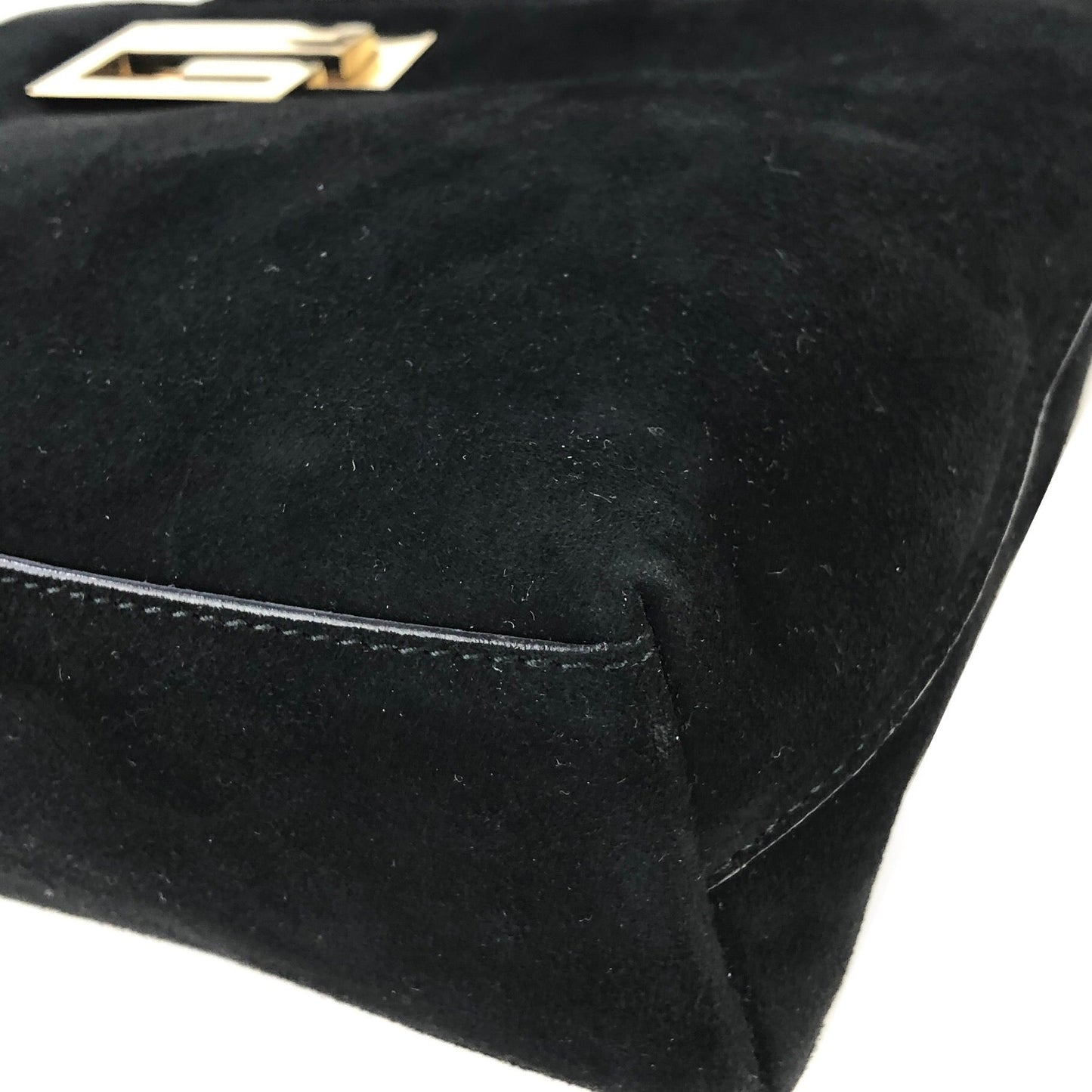 GUCCI G Logo Suede Handbag Black Vintage Old Gucci f5nzjx