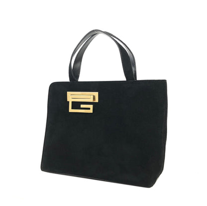 GUCCI G Logo Suede Handbag Black Vintage Old Gucci f5nzjx