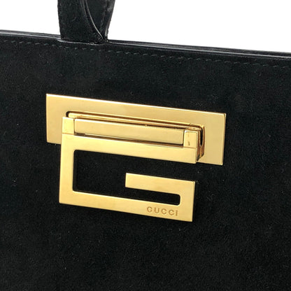 GUCCI G Logo Suede Handbag Black Vintage Old Gucci f5nzjx