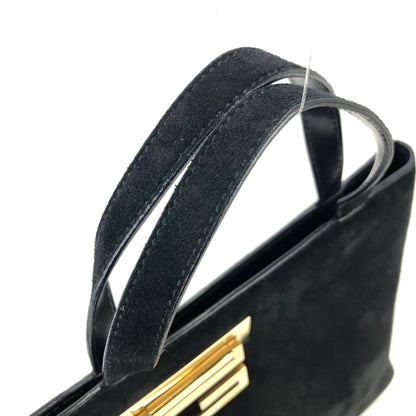 GUCCI G Logo Suede Handbag Black Vintage Old Gucci f5nzjx