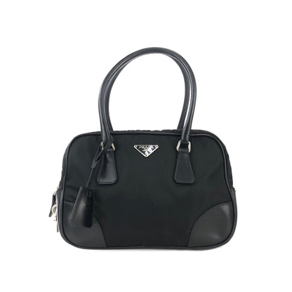 PRADA Triangle logo Nylon Mini Boston bag Handbag Black Vintage Old khg6em