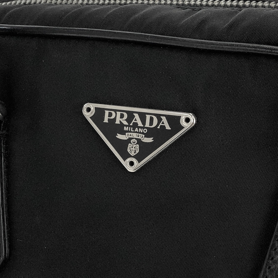 PRADA Triangle logo Nylon Mini Boston bag Handbag Black Vintage Old khg6em