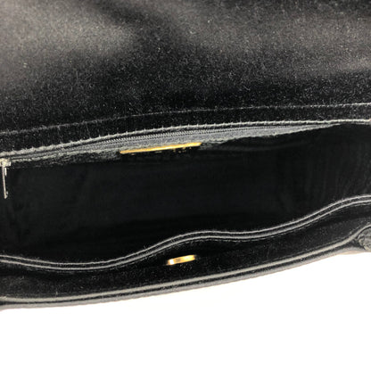 PRADA Logo Embroidery Satin Handbag Black Vintage Old r5nh3r